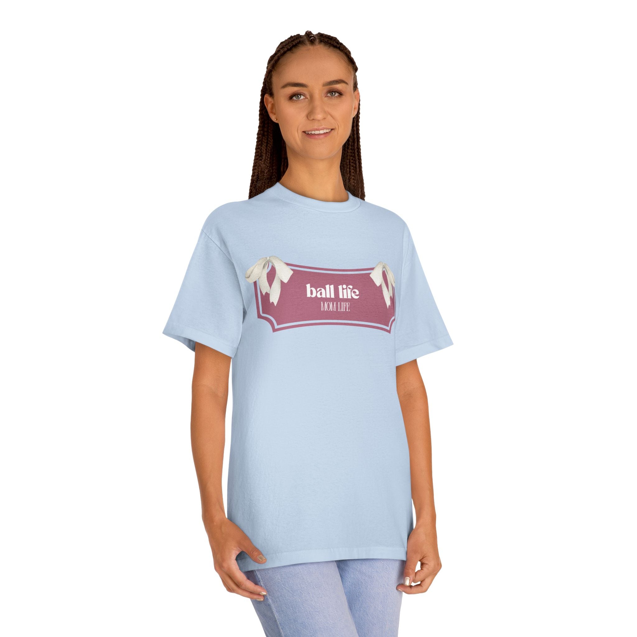 Mom Life Ball Life Ribbon Graphic Tee