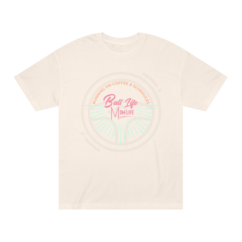 Ball Life Mom Life Graphic Tee — Running on Coffee & Schedules Retro Vibe
