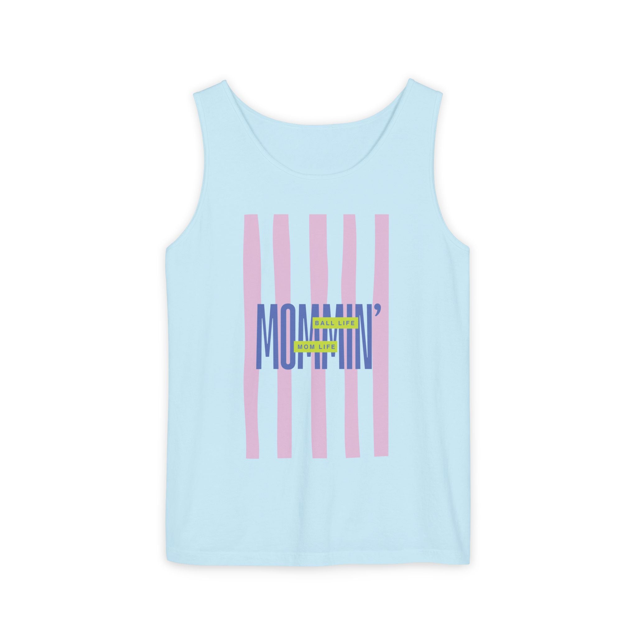 Mommin' Stripes Tank Top — Retro Pastel Graphic Tank Mommin' Ball Life Mom Life