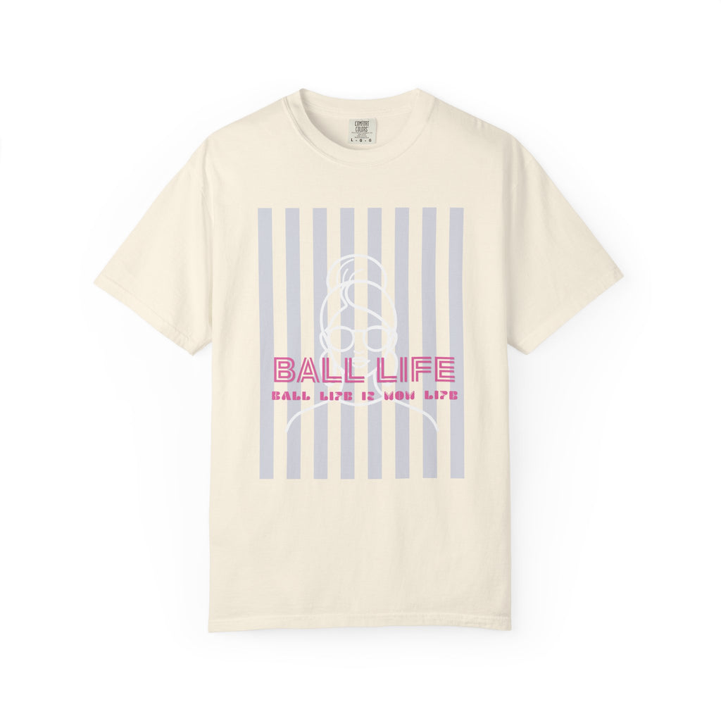 Ball Life Mom Life Striped Graphic T-Shirt