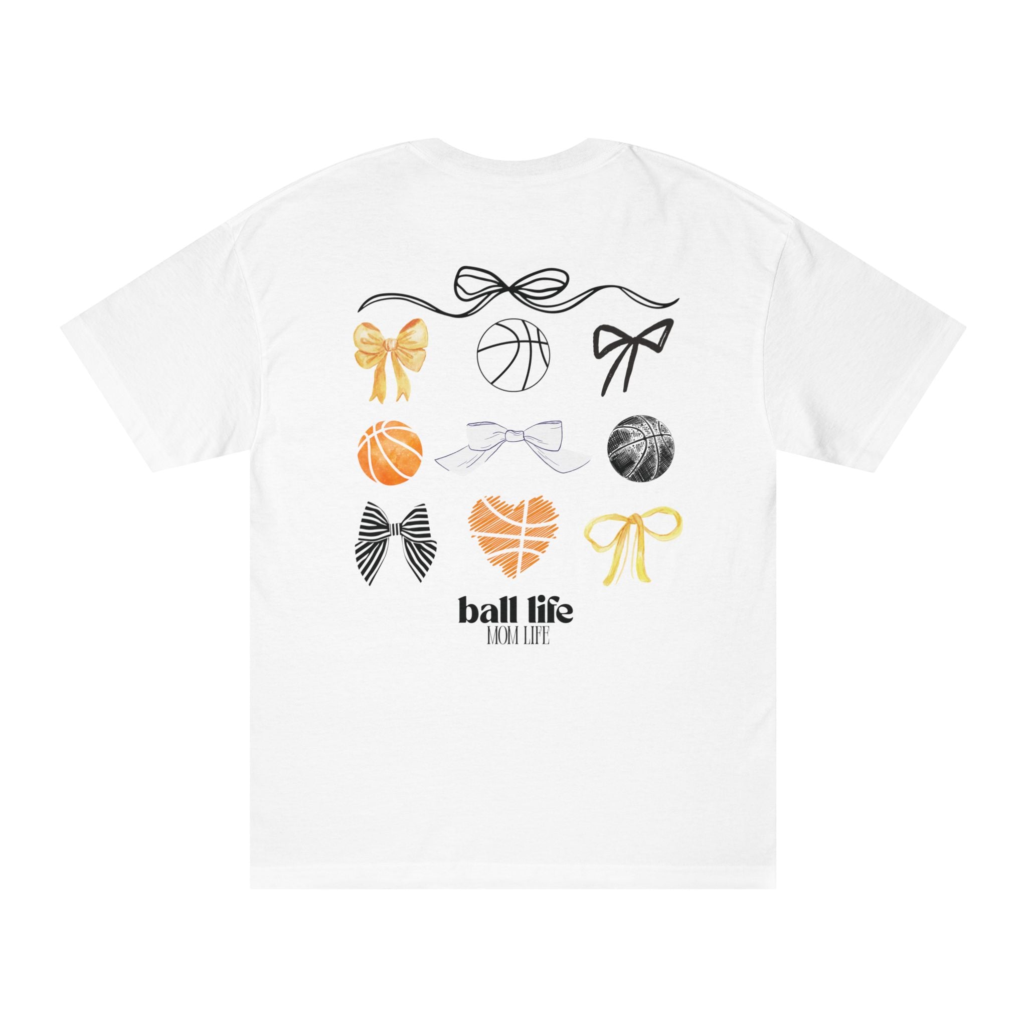Basketball Bow Tee — "Ball Life Mom Life" Graphic Cotton T‑Shirt
