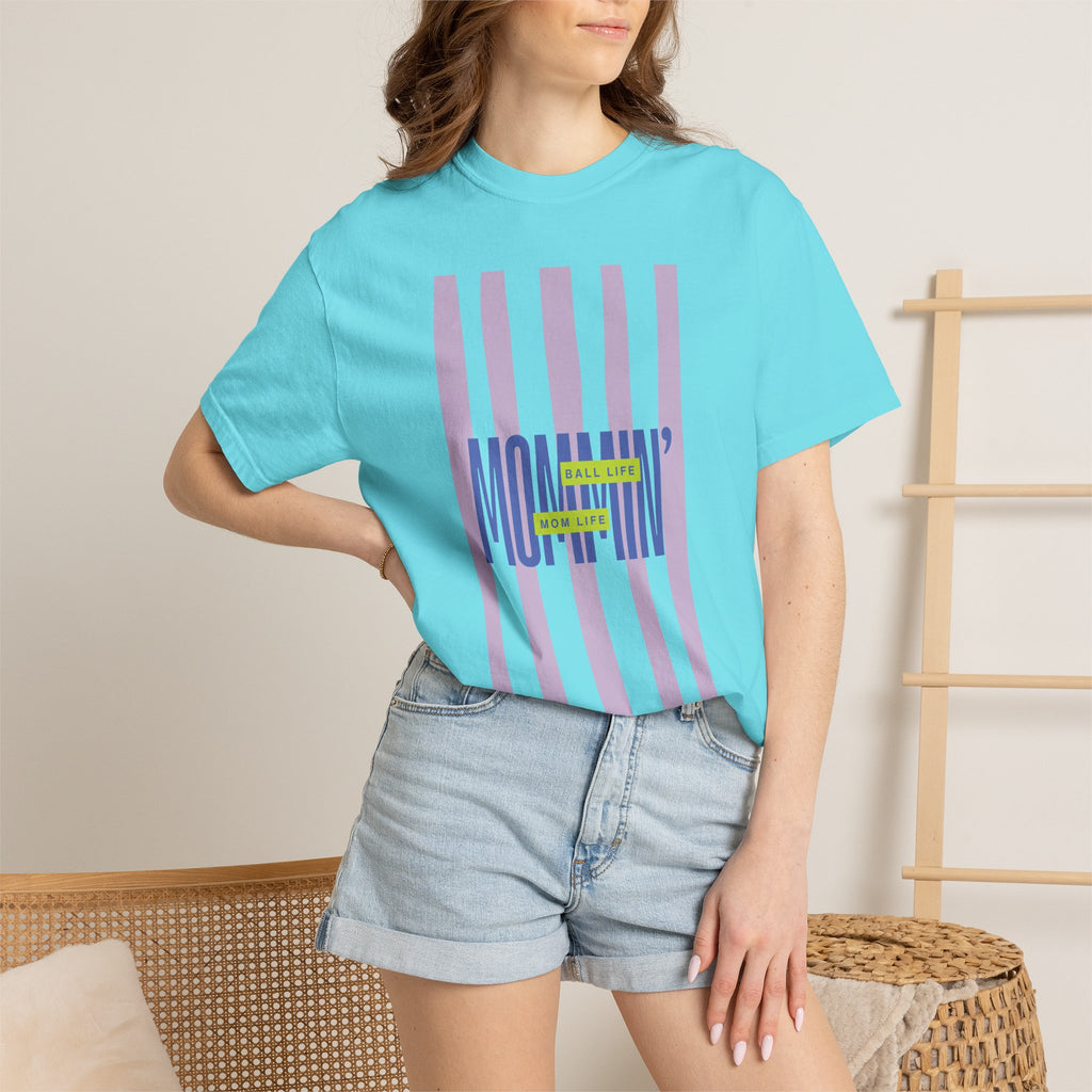 Pink Stripe T-Shirt - Mom Life Ball Life Tee