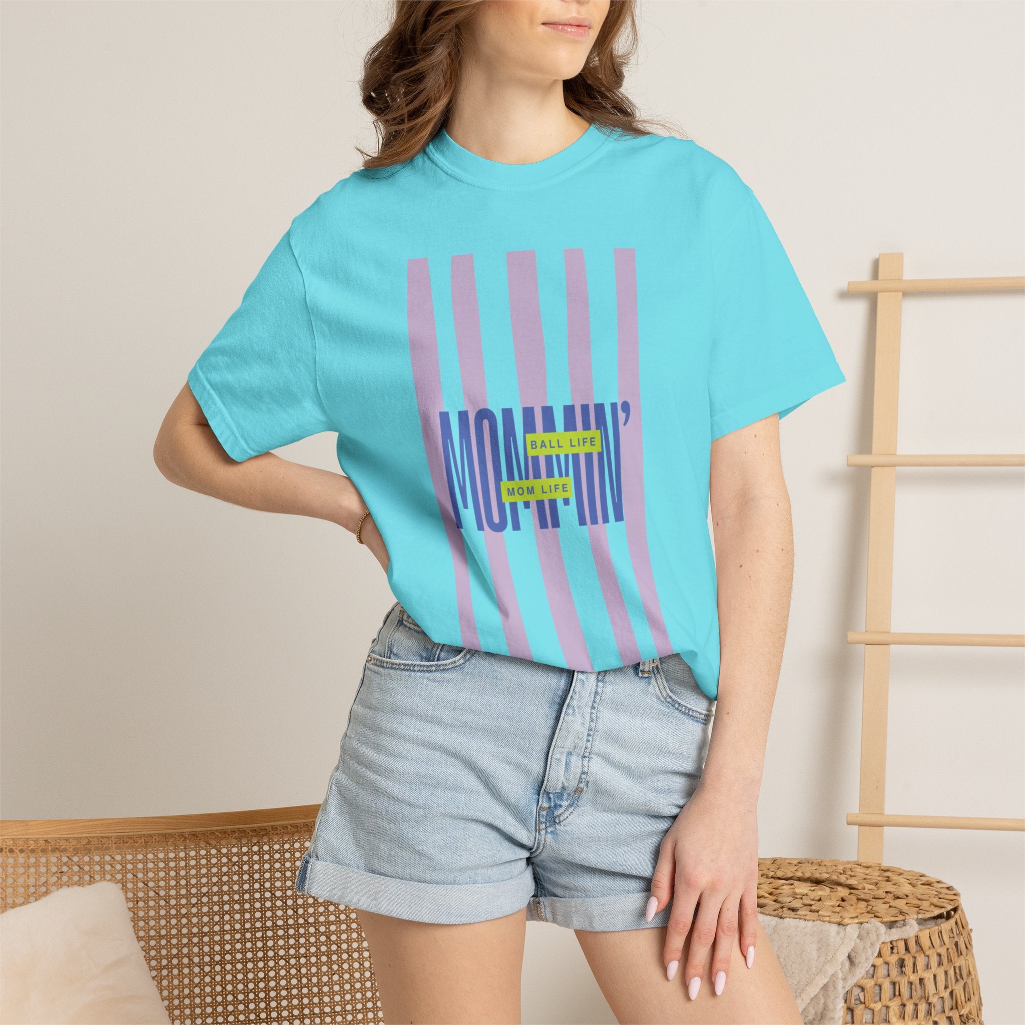 Pink Stripe T-Shirt - Mom Life Ball Life Tee