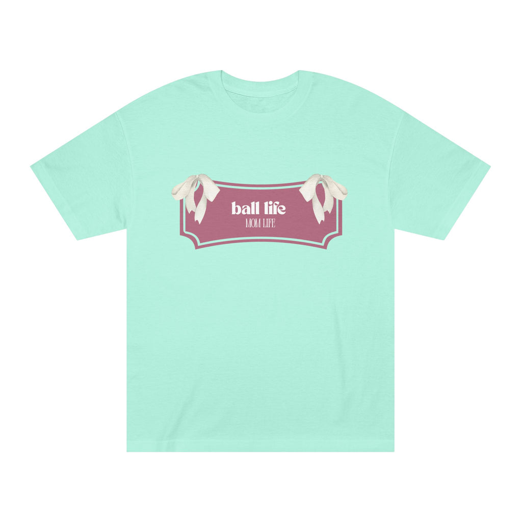 Mom Life Ball Life Ribbon Graphic Tee