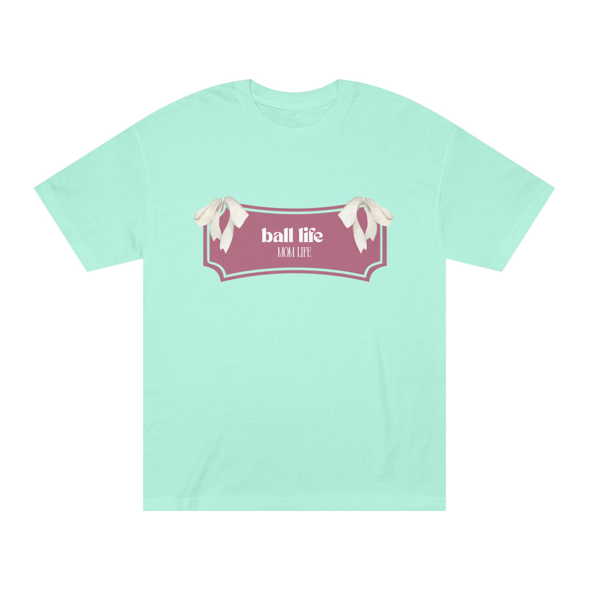 Mom Life Ball Life Ribbon Graphic Tee