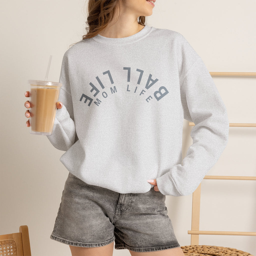 Crewneck Sweatshirt for Mom — Ball Life Mom Life Minimal Athletic Sweatshirt