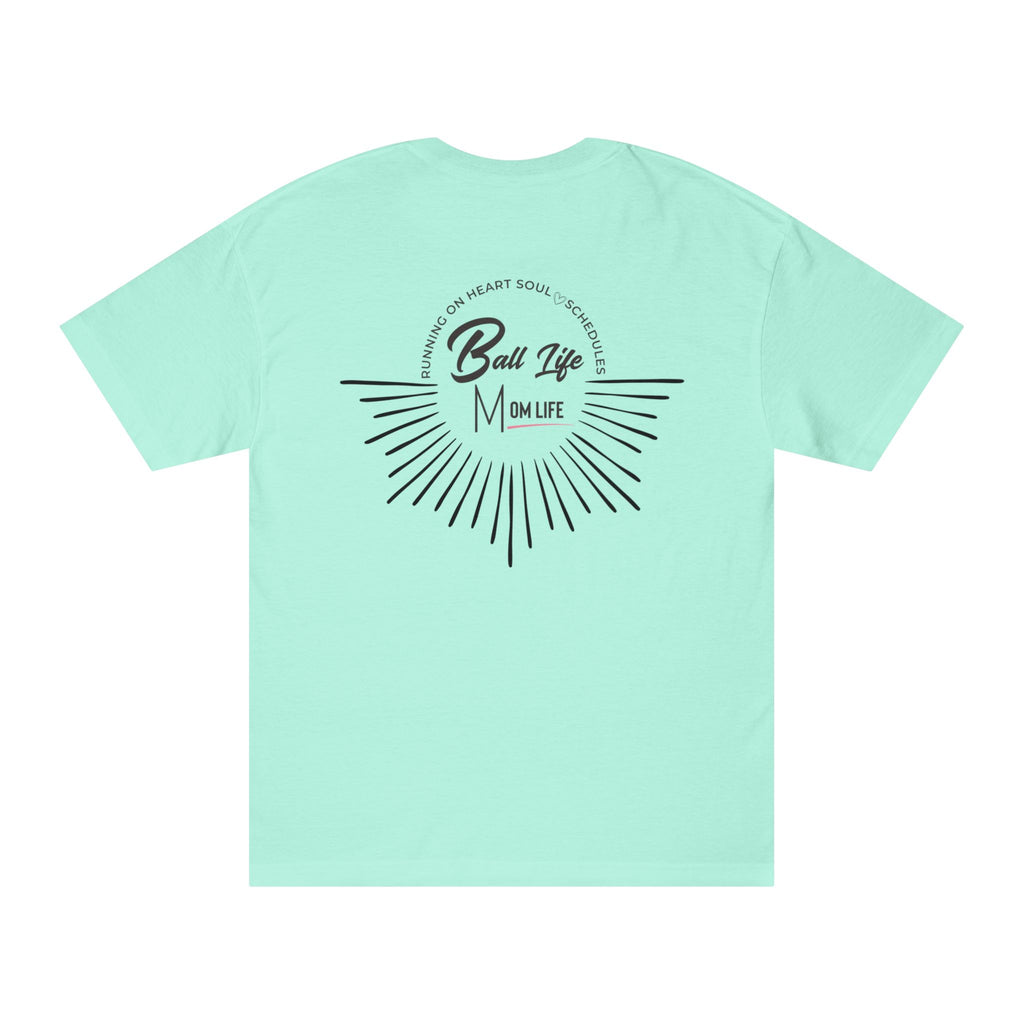 Ball Life T-Shirt — Mom Life Graphic Tee with Retro Sunburst Design