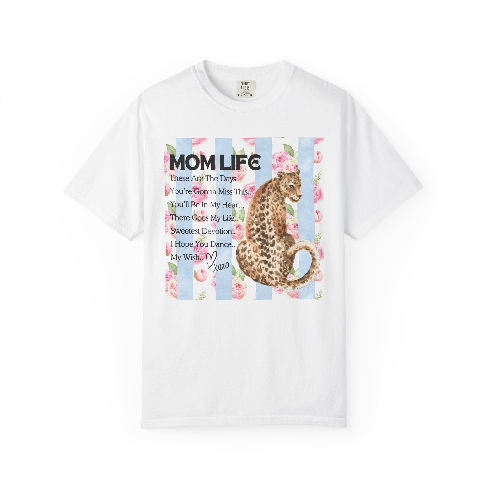 Mom Life Leopard Floral T-Shirt — Mom Life Song Title Sentiment Tee