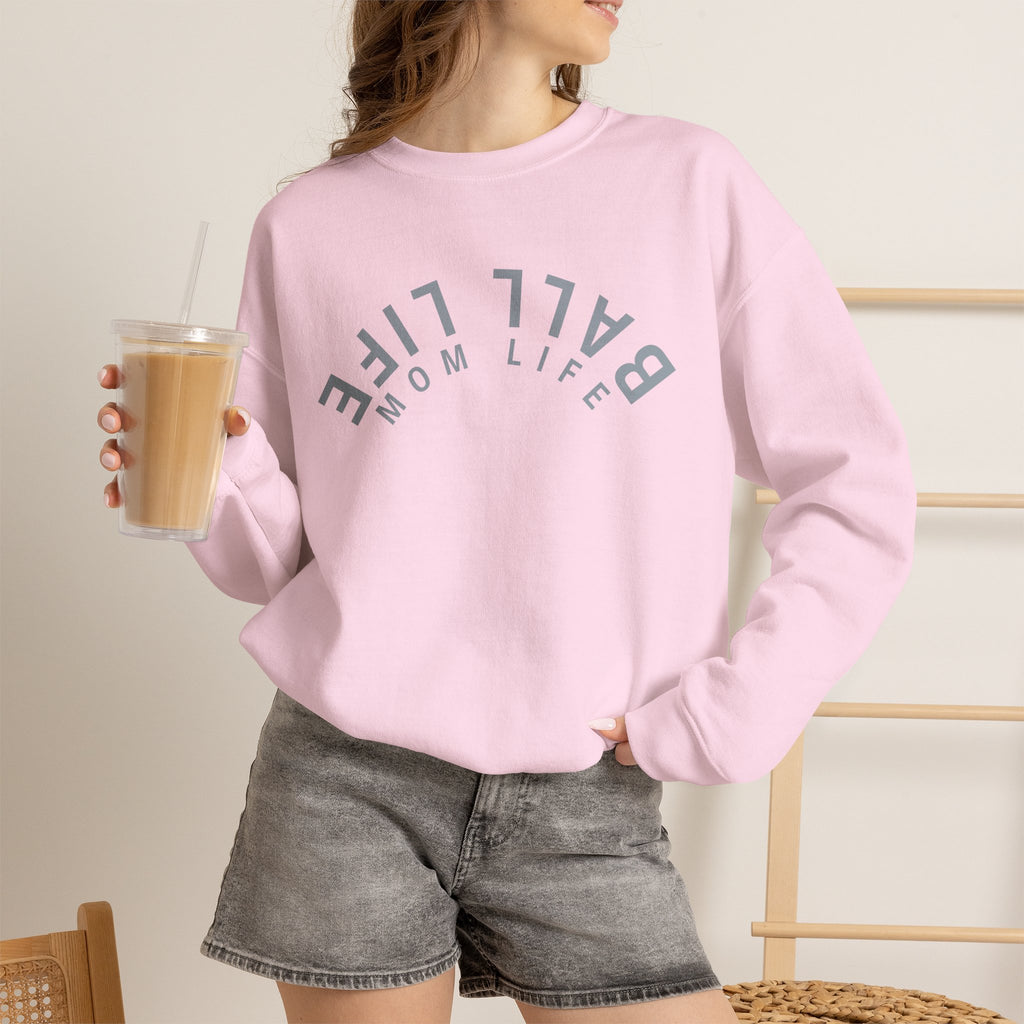 Crewneck Sweatshirt for Mom — Ball Life Mom Life Minimal Athletic Sweatshirt
