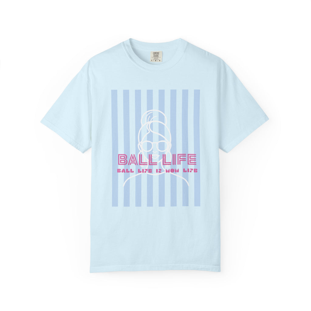 Ball Life Mom Life Striped Graphic T-Shirt