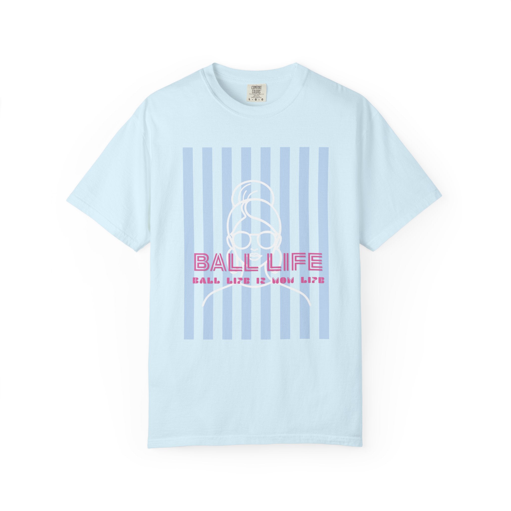 Ball Life Mom Life Striped Graphic T-Shirt