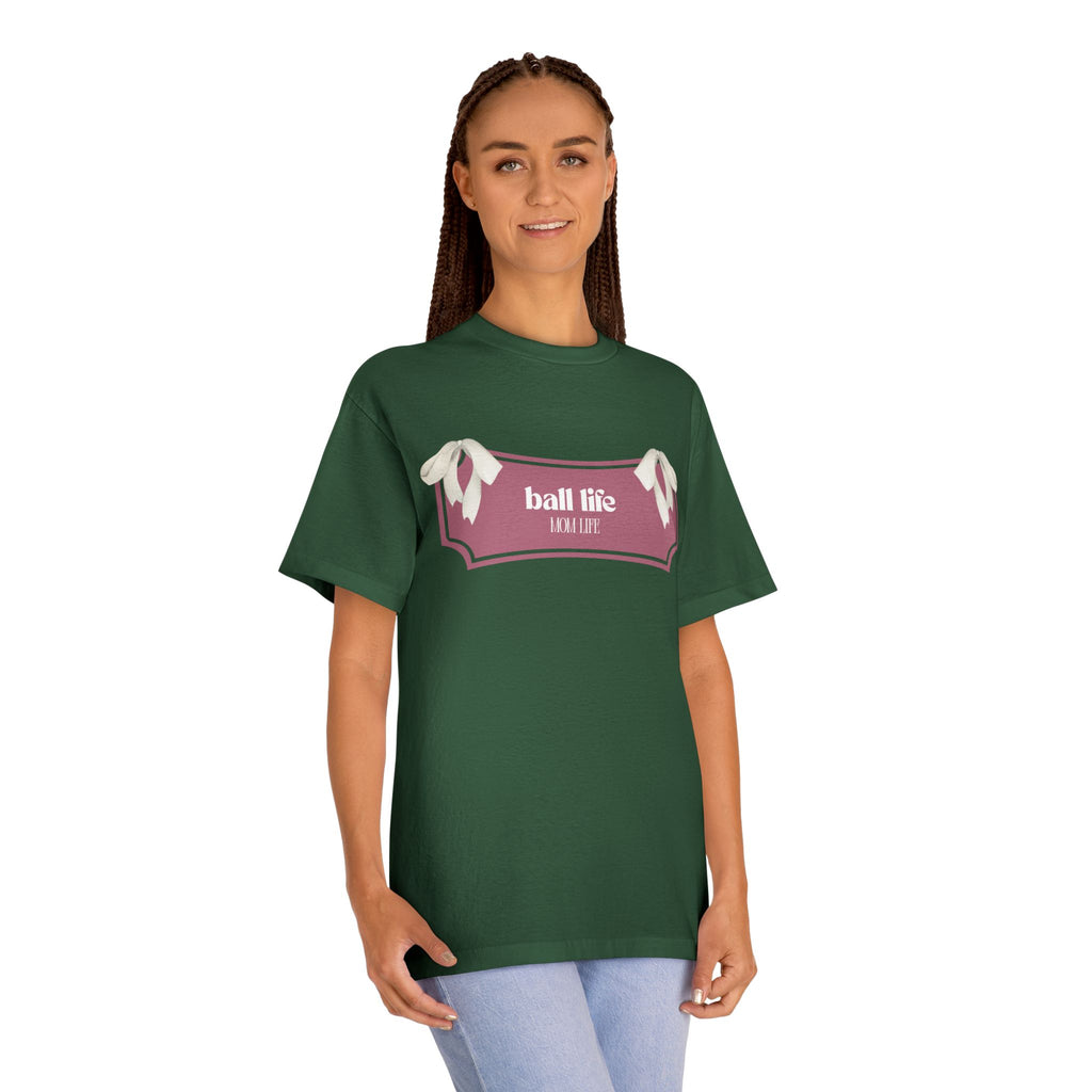 Mom Life Ball Life Ribbon Graphic Tee