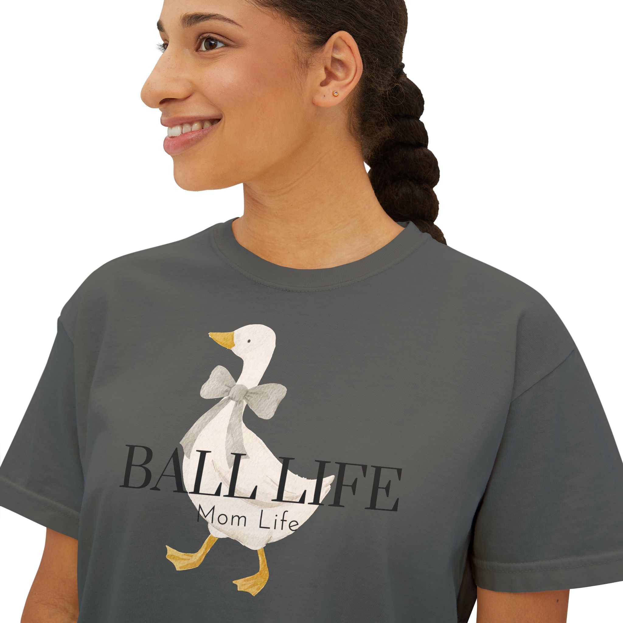 Women's Boxy Tee — Ball Life Mom Life Silly Goose Graphic