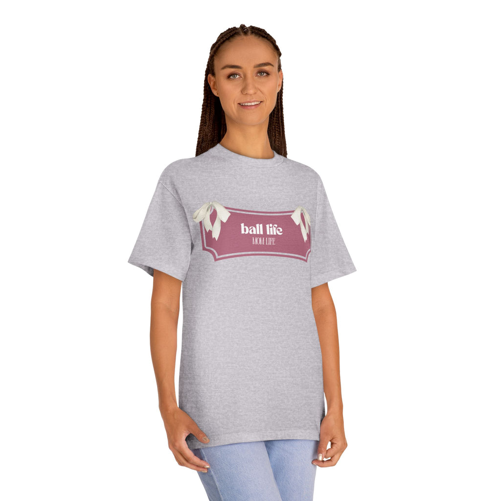 Mom Life Ball Life Ribbon Graphic Tee