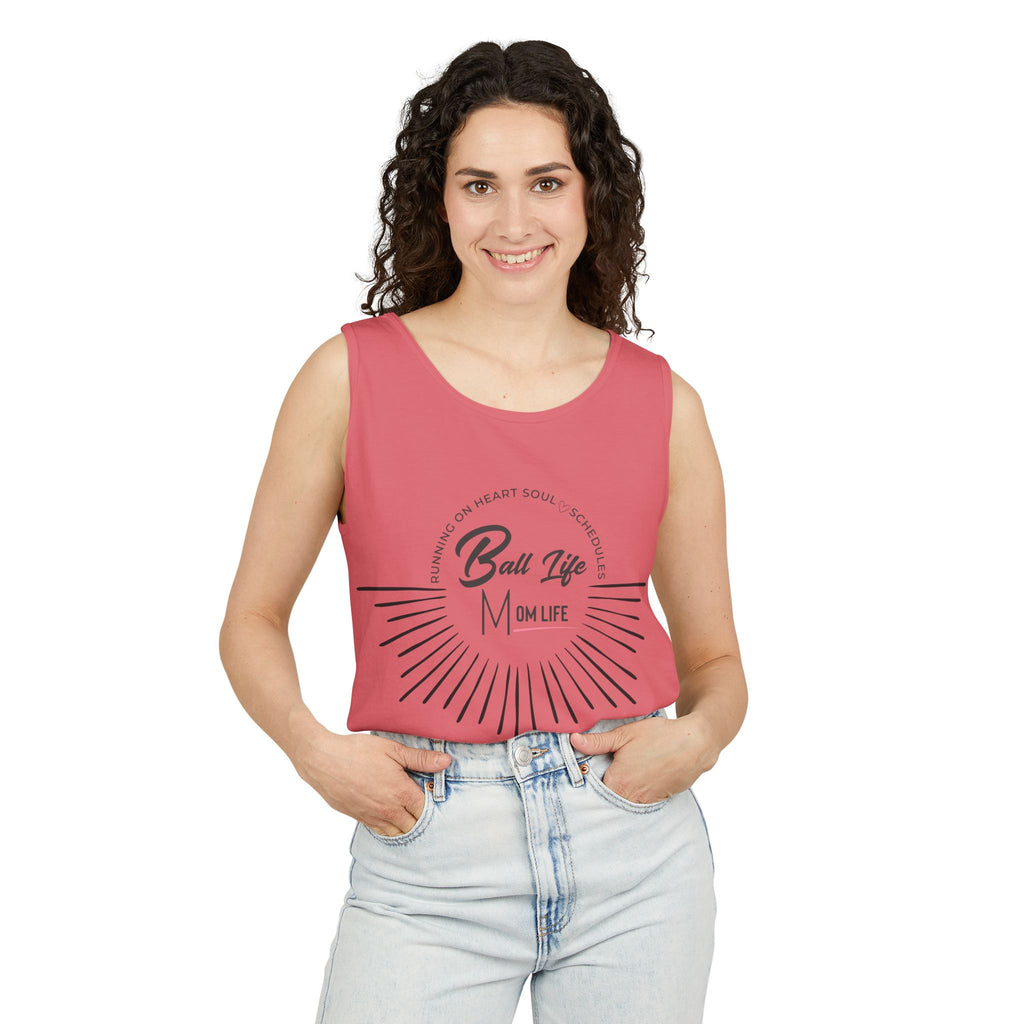 Tank Top — Ball Life Mom Life Retro Sunburst Graphic