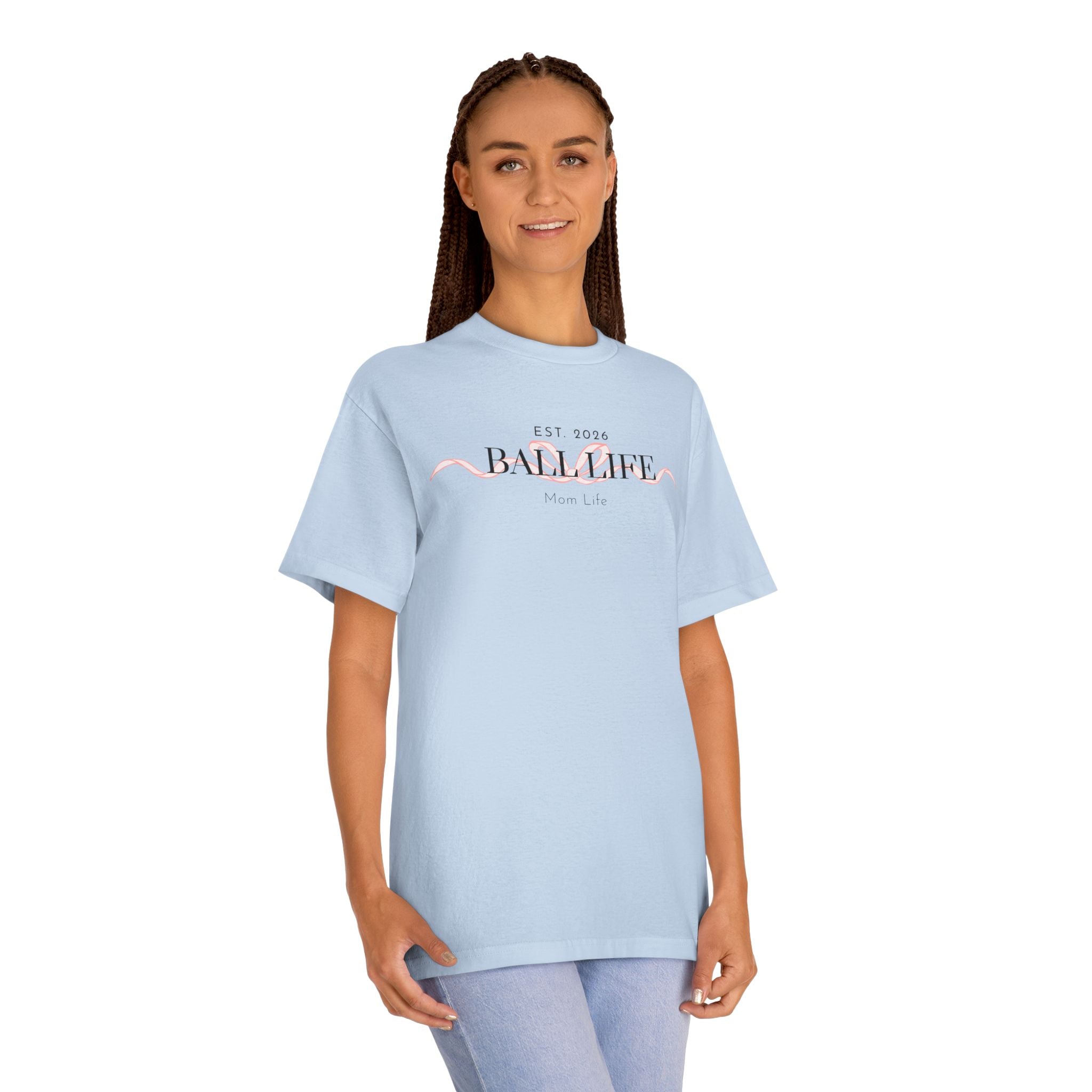 Bow Mom Life Tee — Est. 2026 Minimalist 'Ball Life Mom Life' Graphic T-Shirt