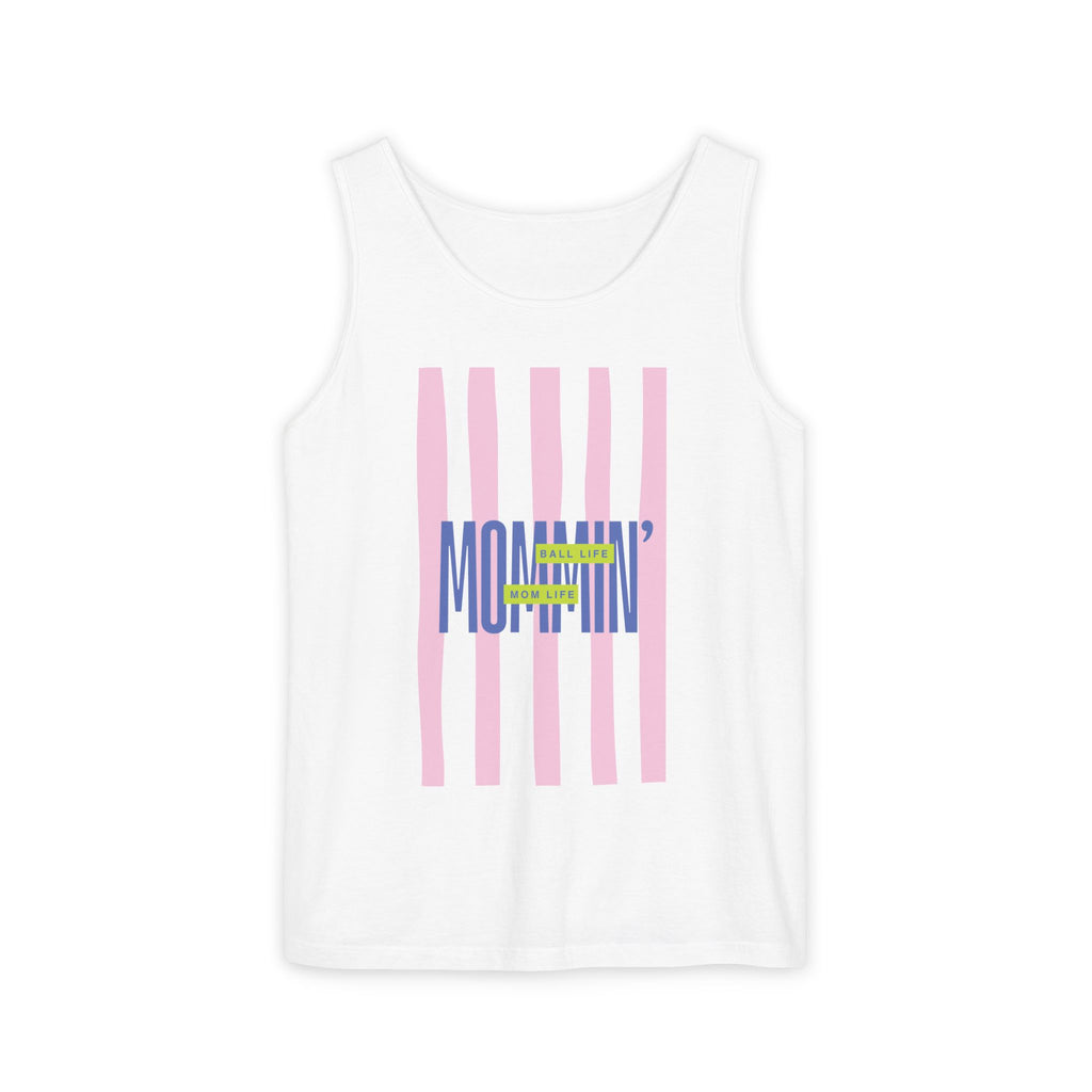 Mommin' Stripes Tank Top — Retro Pastel Graphic Tank Mommin' Ball Life Mom Life