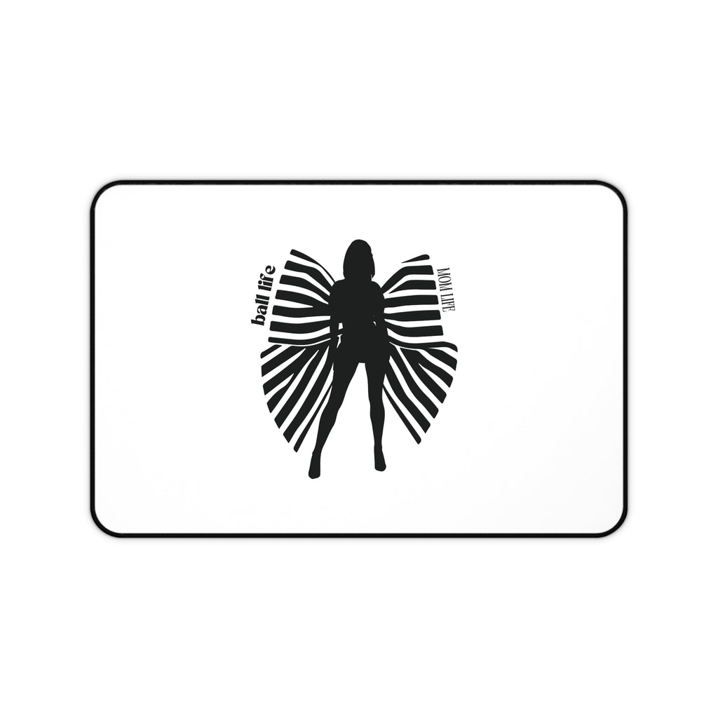 Silhouette and Bow Desk Mat — 'Ball Life Mom Life' Graphic Mouse Pad