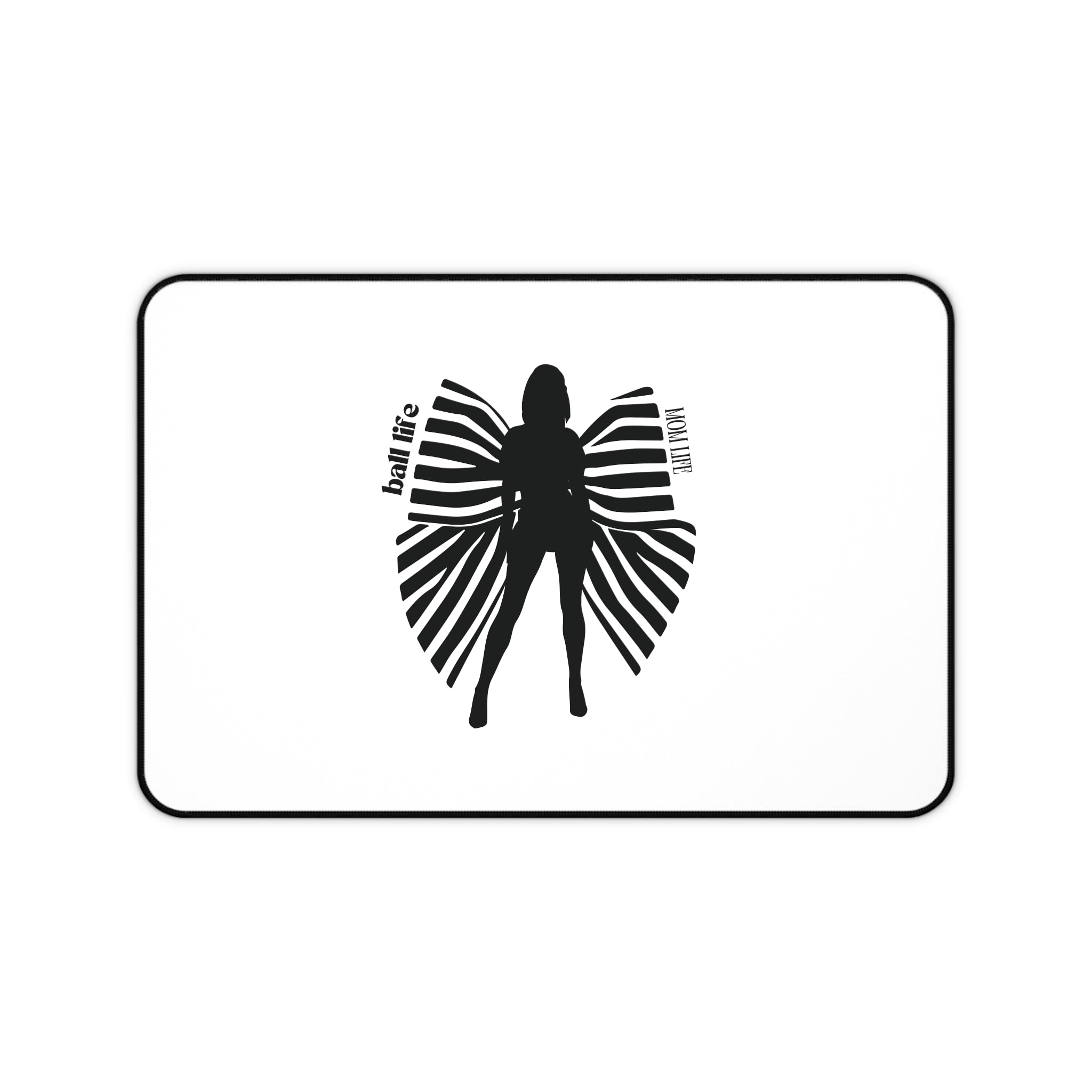 Silhouette and Bow Desk Mat — 'Ball Life Mom Life' Graphic Mouse Pad