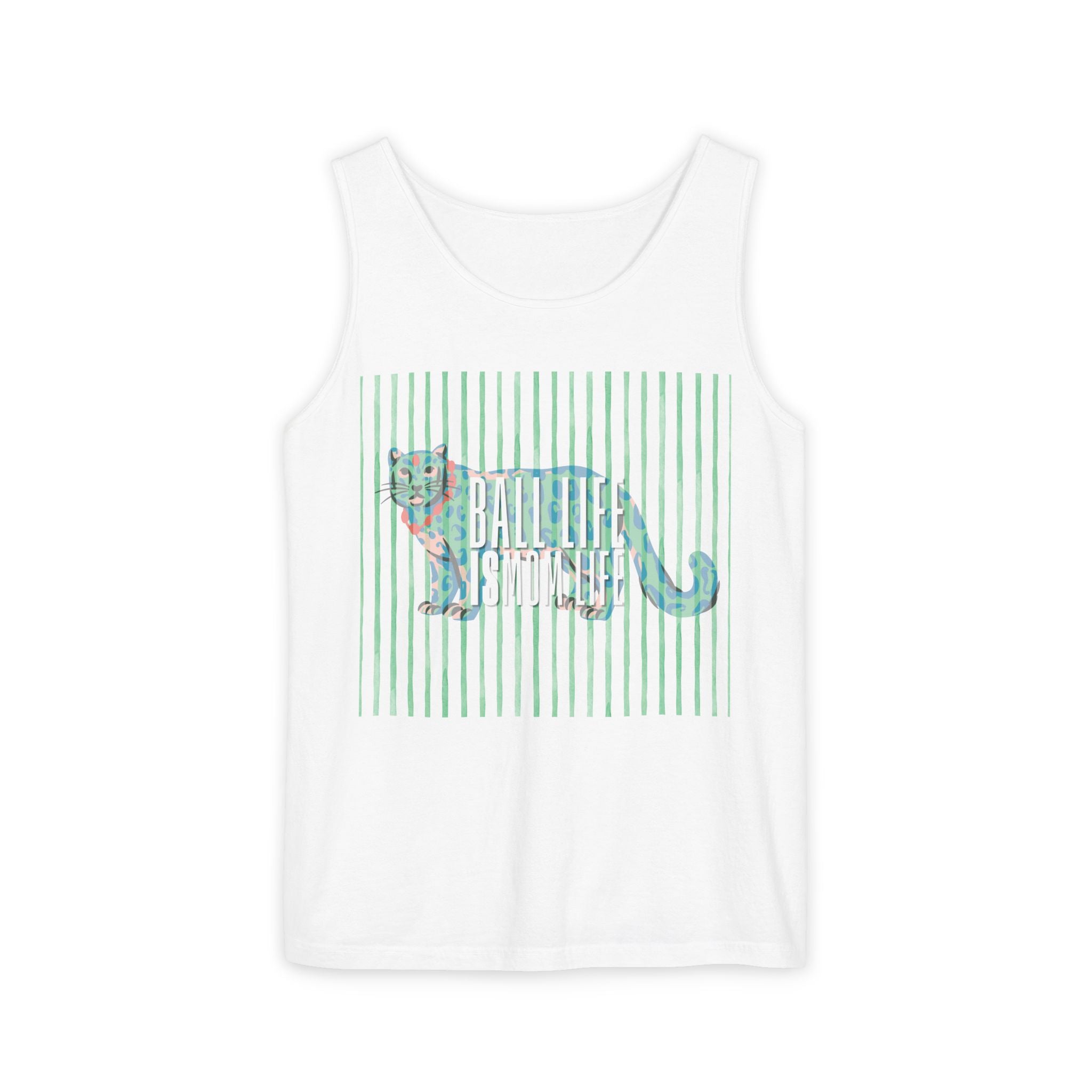 Tank Top — Vintage Leopard Ball Life is Mom Life Graphic