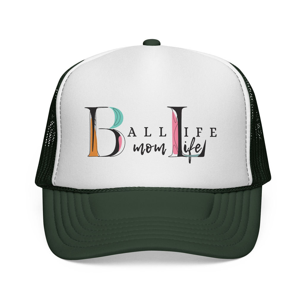 Ball Life Mom Trucker Cap — Colorful Script Logo Sports Mom Hat