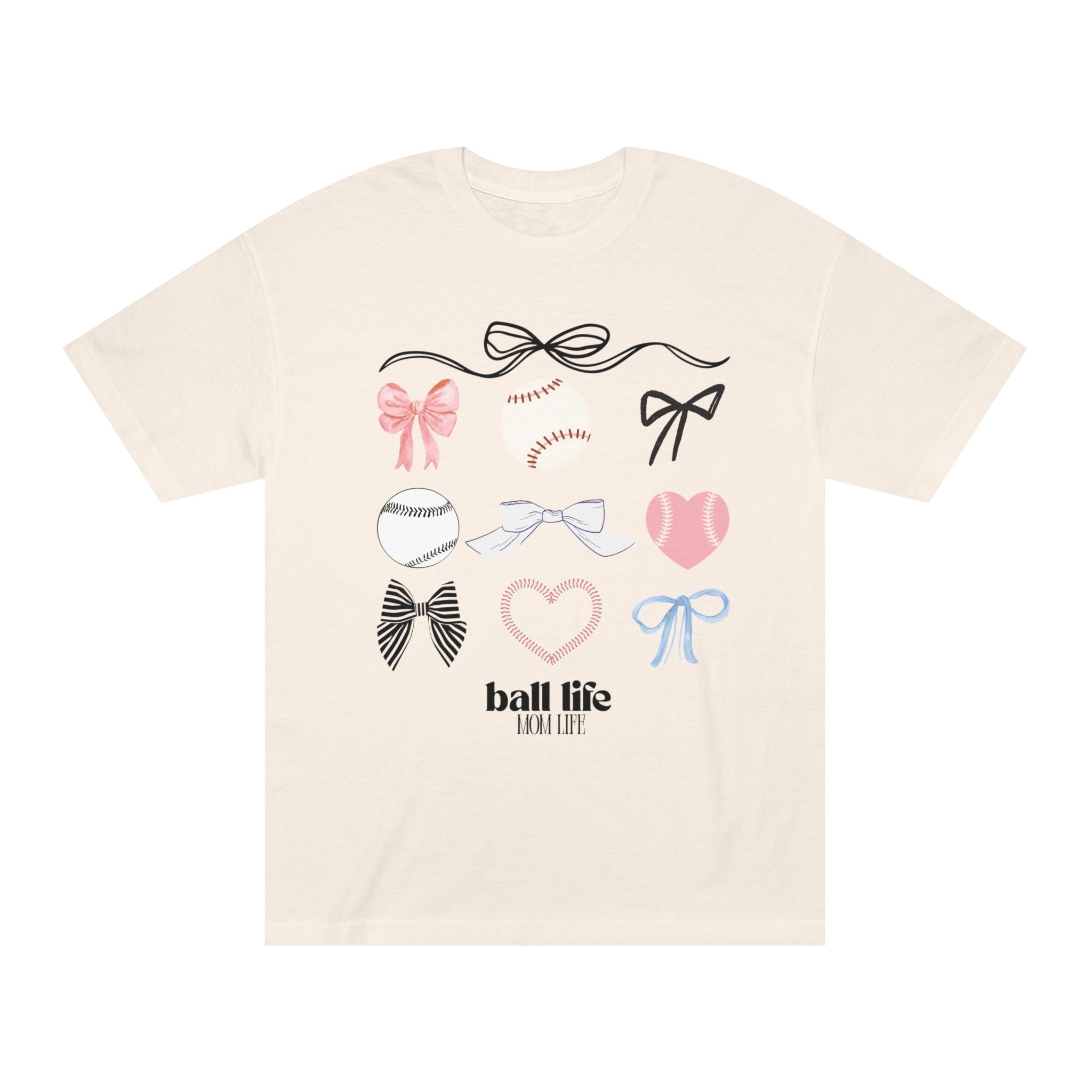 Baseball Bow Graphic Tee — "Ball Life" Bows & Heart Sports Shirt