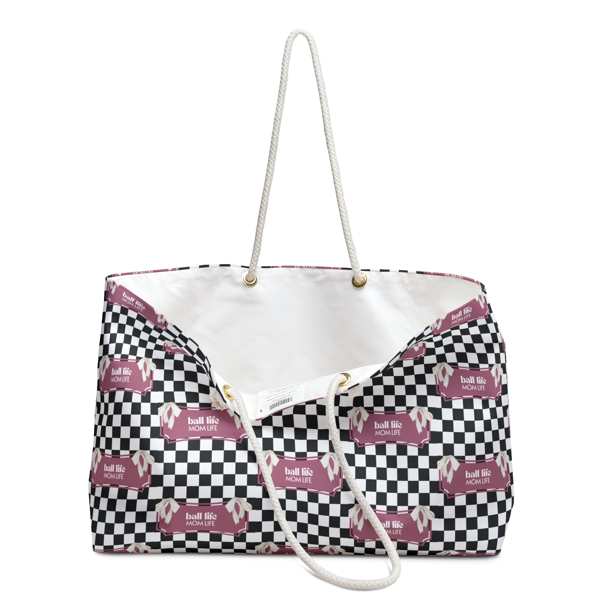 Checkered Weekender Tote Bag - Ball Life Mom Life Bag