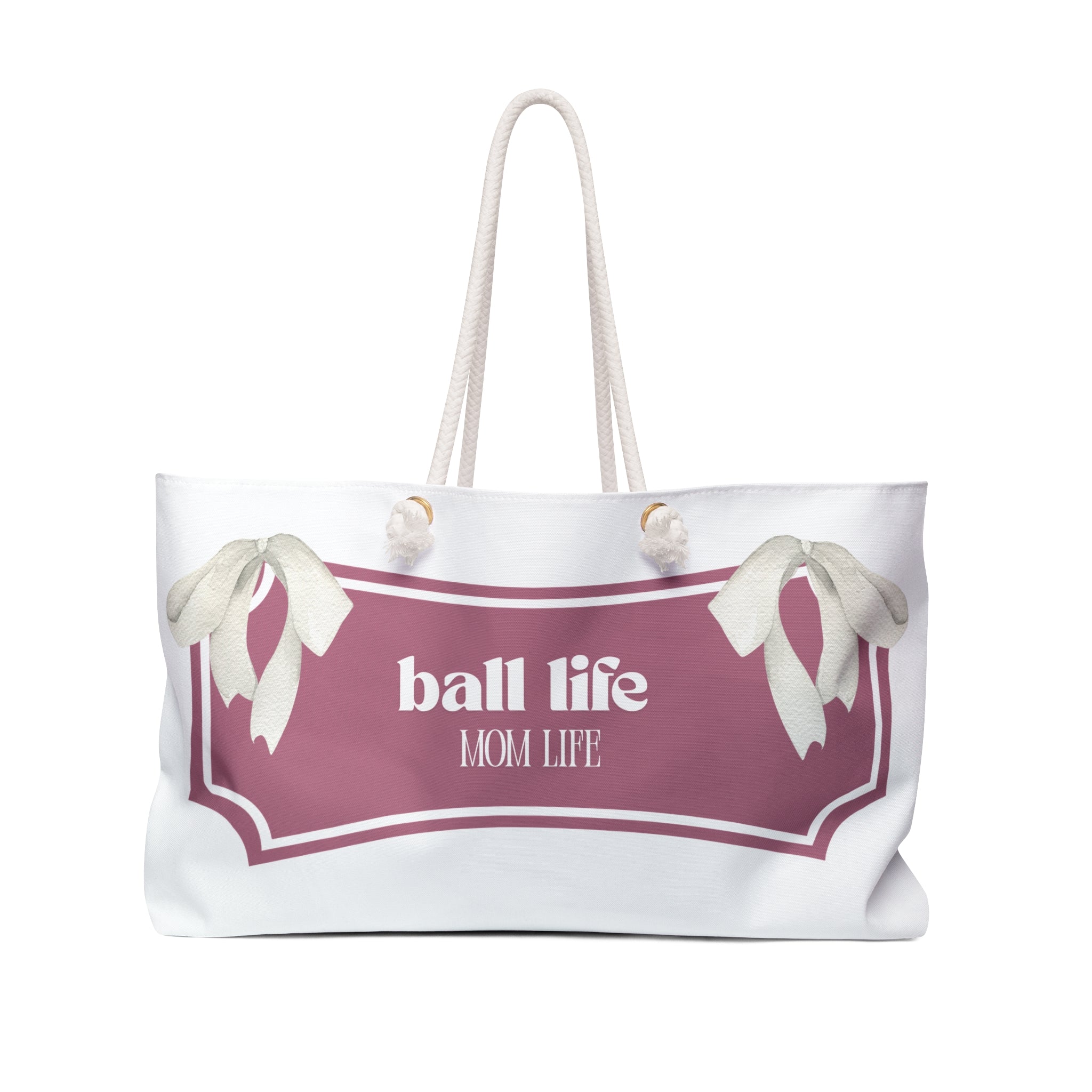 Ball Life Mom Life Mauve Weekender Bag —Mom Tote for Game Days & Travel