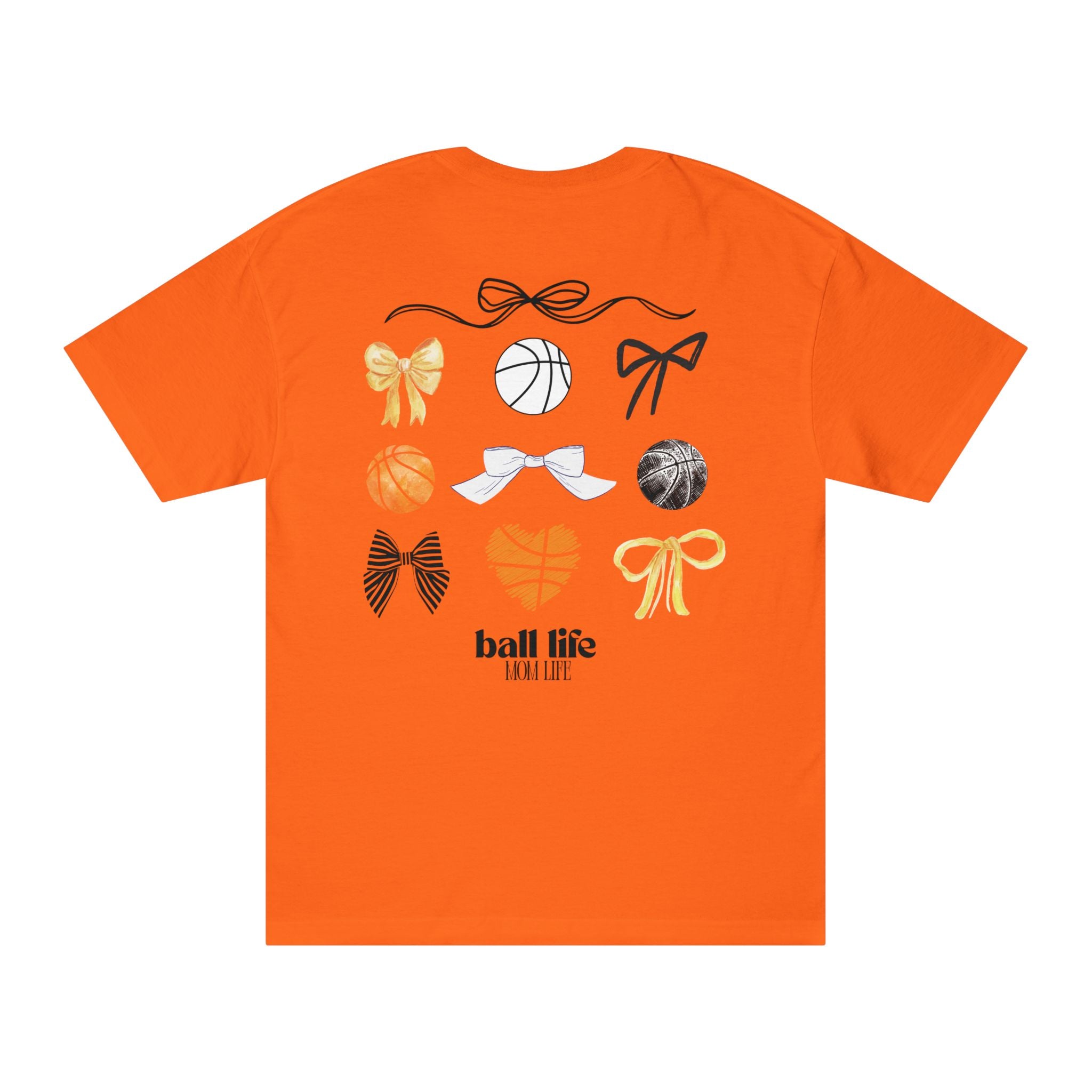 Basketball Bow Tee — "Ball Life Mom Life" Graphic Cotton T‑Shirt