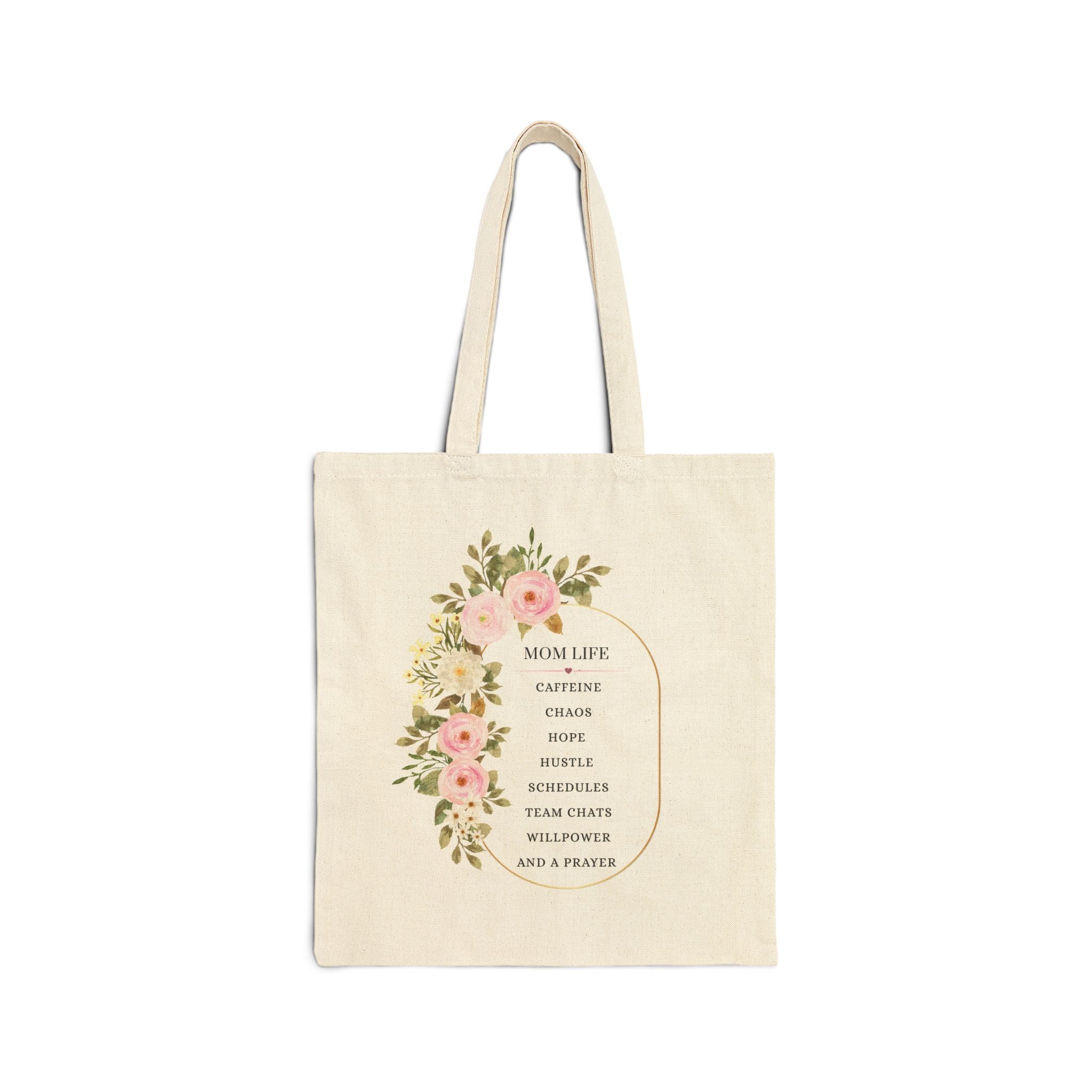 Mom Life Floral Tote Bag — Cotton Canvas Grocery & Market Bag