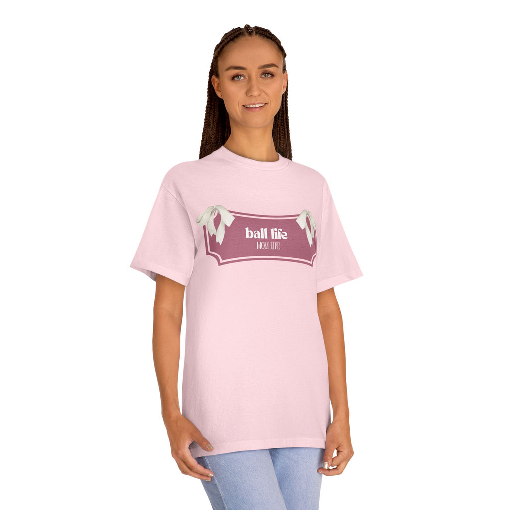Mom Life Ball Life Ribbon Graphic Tee