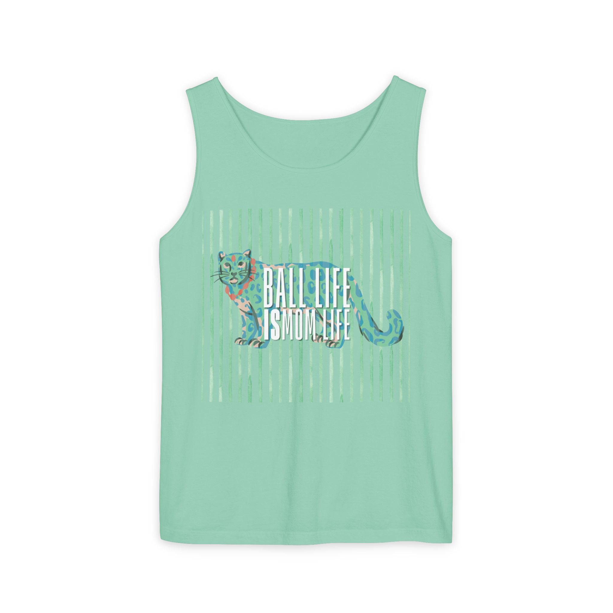 Tank Top — Vintage Leopard Ball Life is Mom Life Graphic