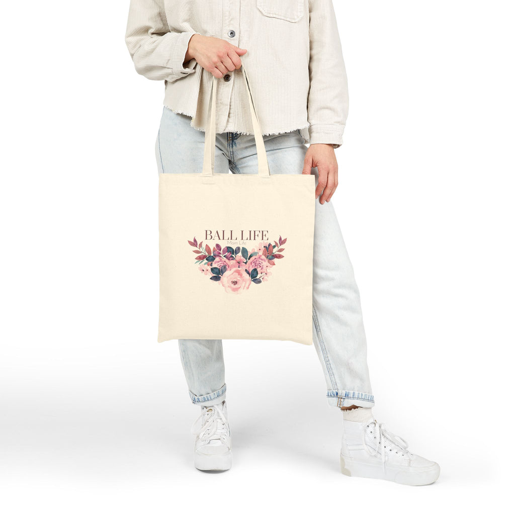 Tote Bag for Mom — Ball Life Floral Canvas Tote (Reusable Market & Gym Bag)