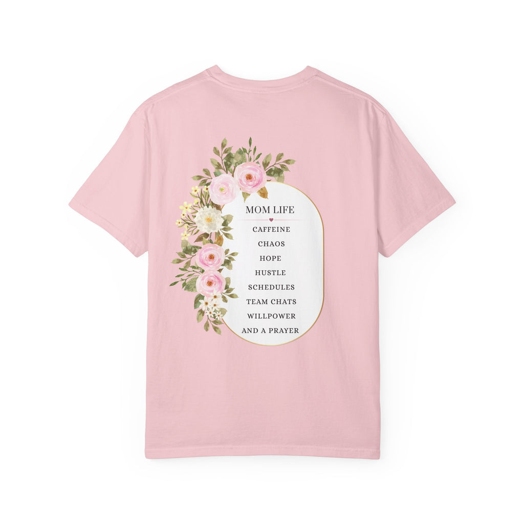 Mom Life Floral Graphic Tee - Caffeine, Chaos, Hope and a Prayer