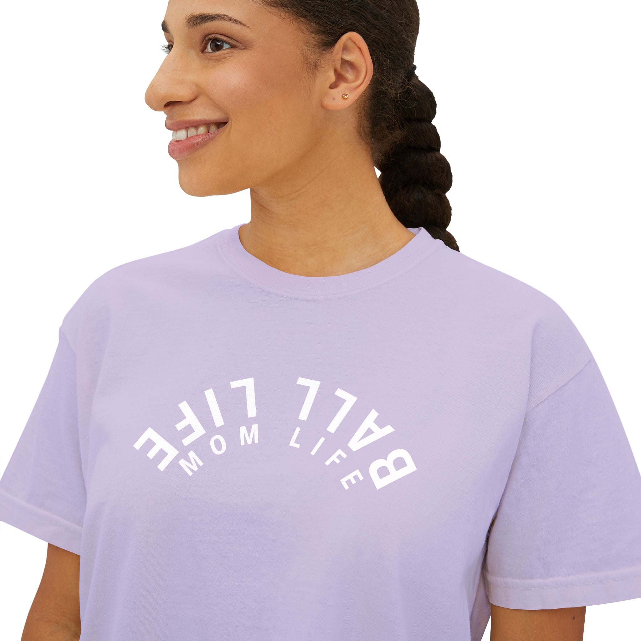 Boxy Tee — Ball Life Mom Life Upside Down Logo Women's Crop T-Shirt