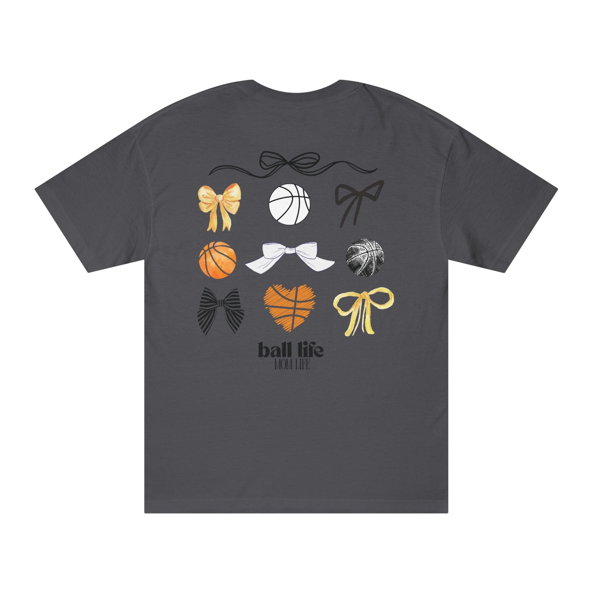 Basketball Bow Tee — "Ball Life Mom Life" Graphic Cotton T‑Shirt
