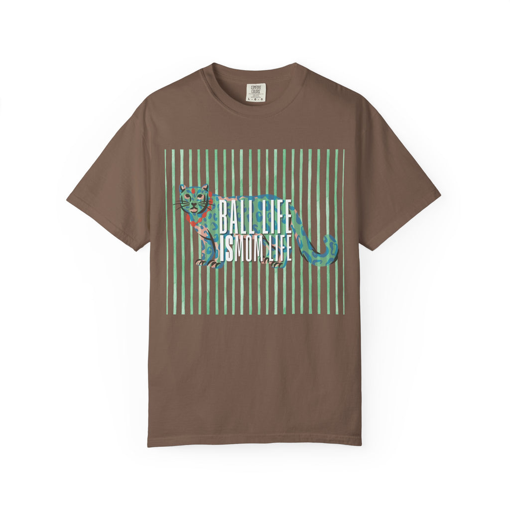 Jaguar Stripes Graphic T‑Shirt — Ball Life Mom Life Retro Animal Print Tee