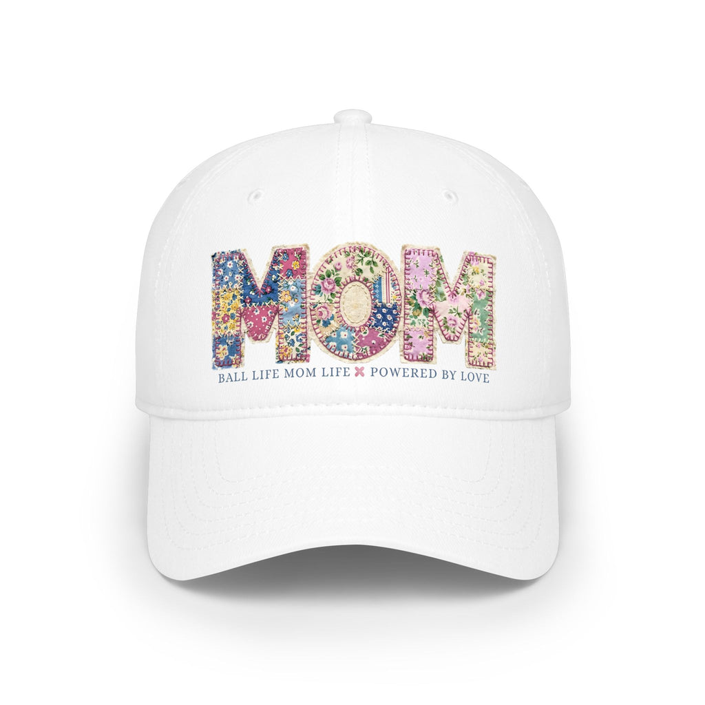Floral 'MOM Life Ball Life' Quilted Baseball Cap Graphic — Mother's Game Day Hat