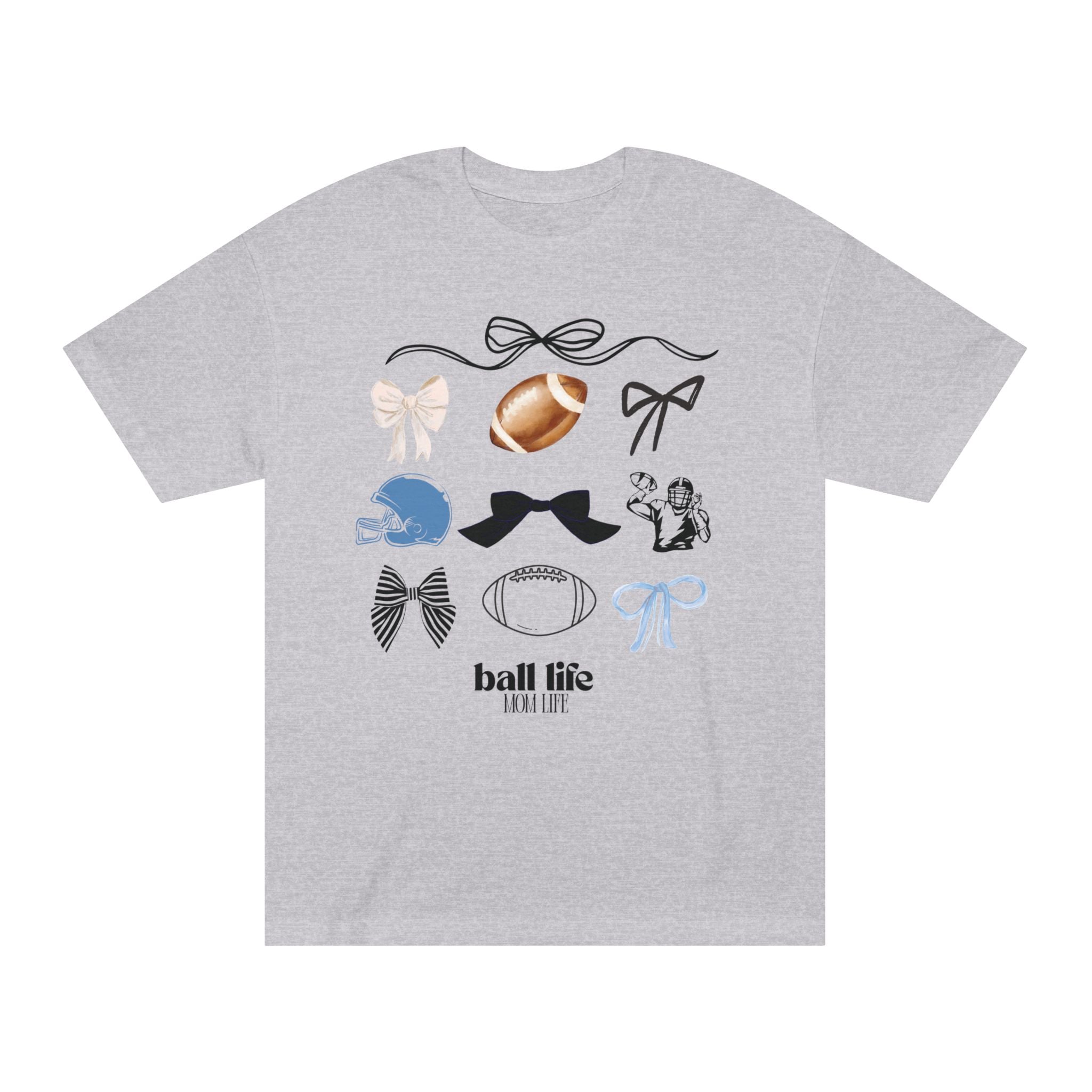 Football Mom Life Tee — Bow & Football Graphic Shirt