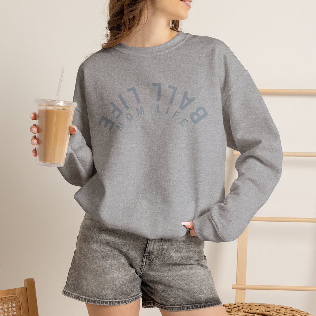 Crewneck Sweatshirt for Mom — Ball Life Mom Life Minimal Athletic Sweatshirt