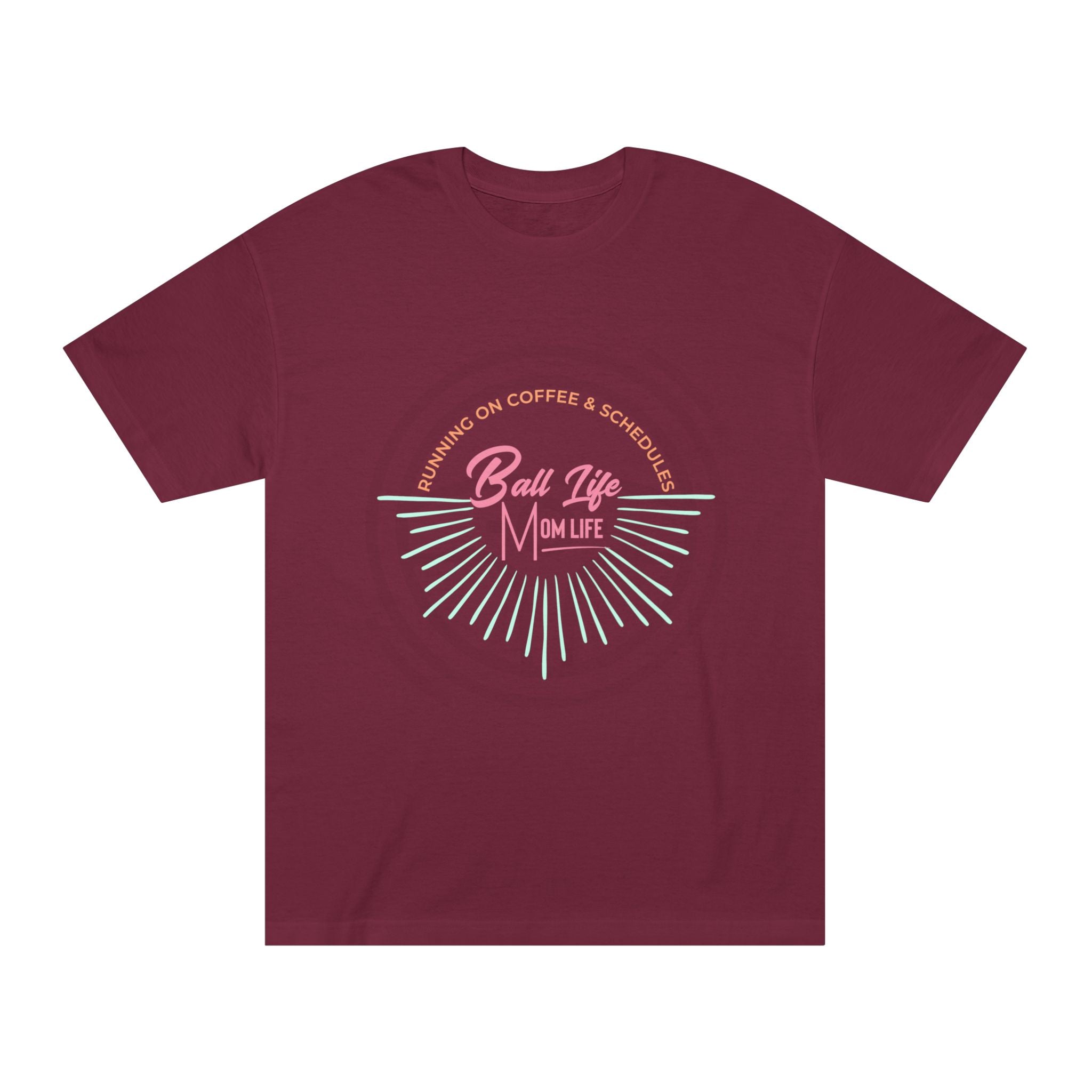 Ball Life Mom Life Graphic Tee — Running on Coffee & Schedules Retro Vibe
