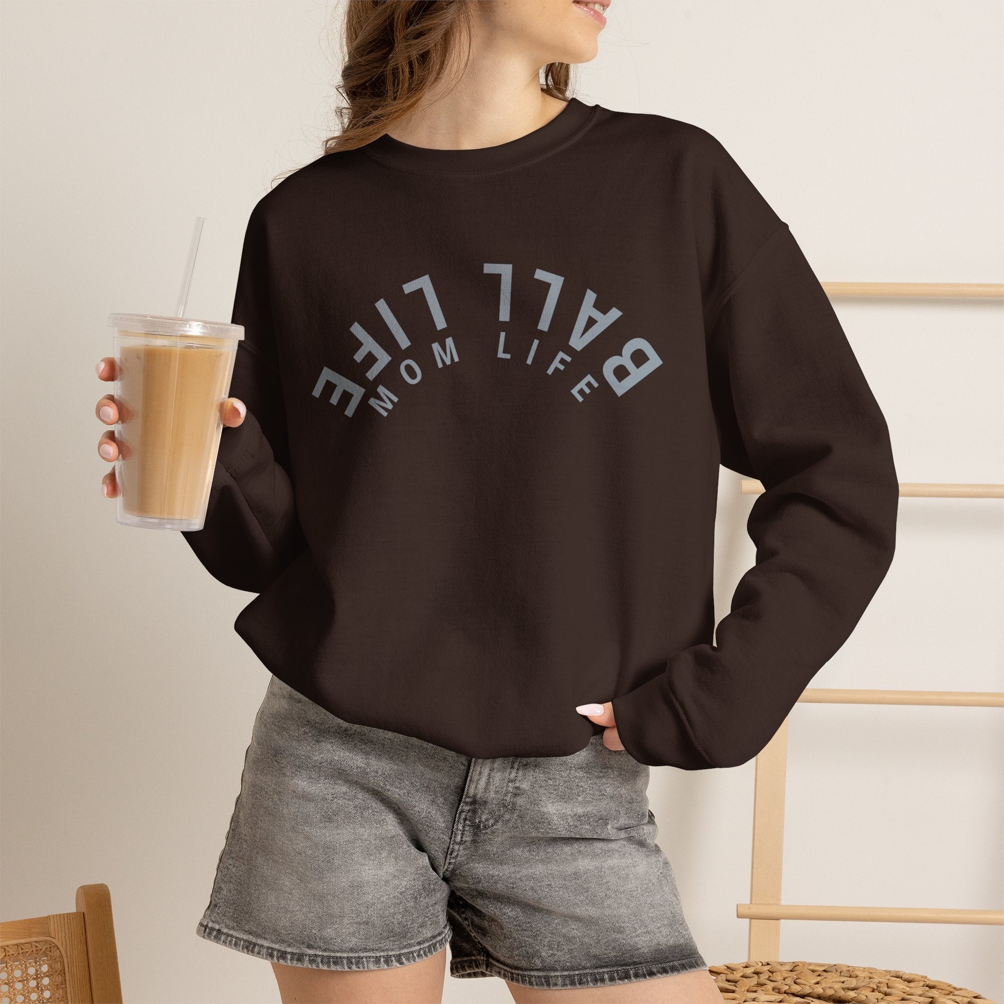 Crewneck Sweatshirt for Mom — Ball Life Mom Life Minimal Athletic Sweatshirt
