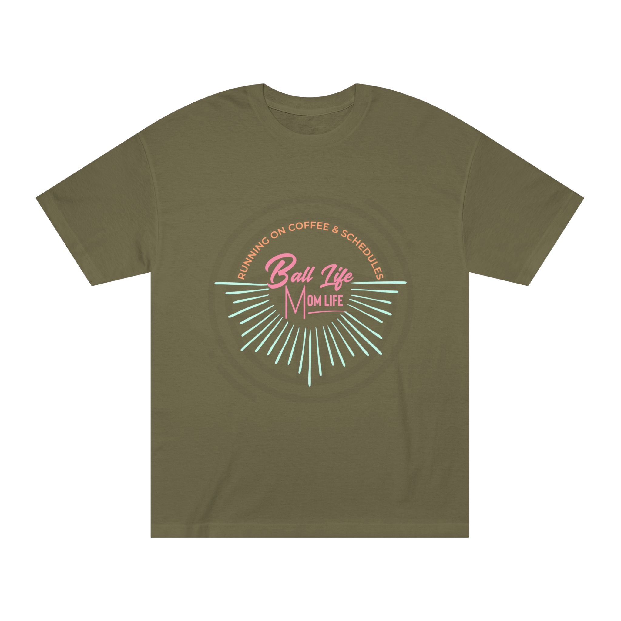 Ball Life Mom Life Graphic Tee — Running on Coffee & Schedules Retro Vibe