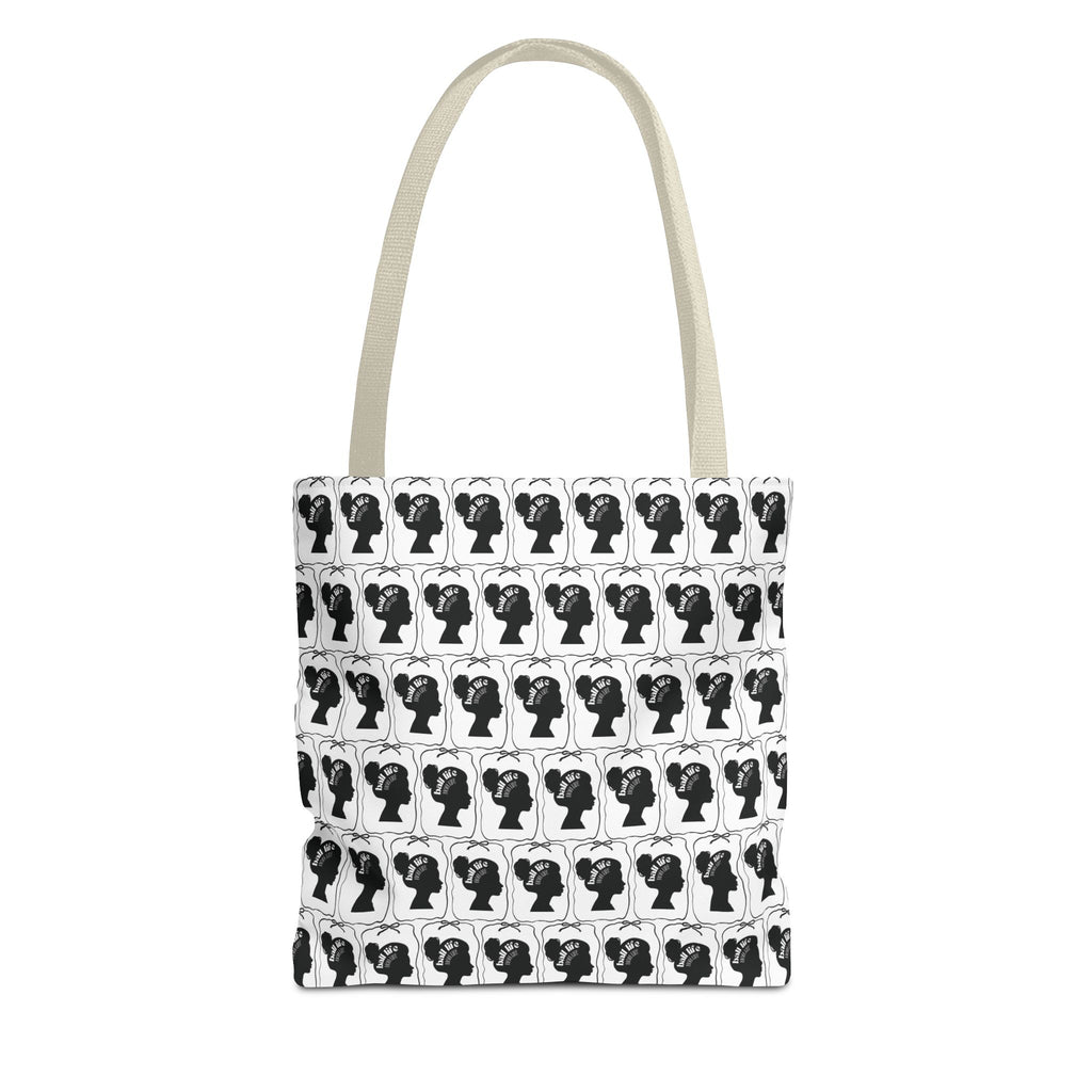 Black Pattern Tote Bag — Repeating Silhouette All-Over Print Ball Life Mom Life Graphic