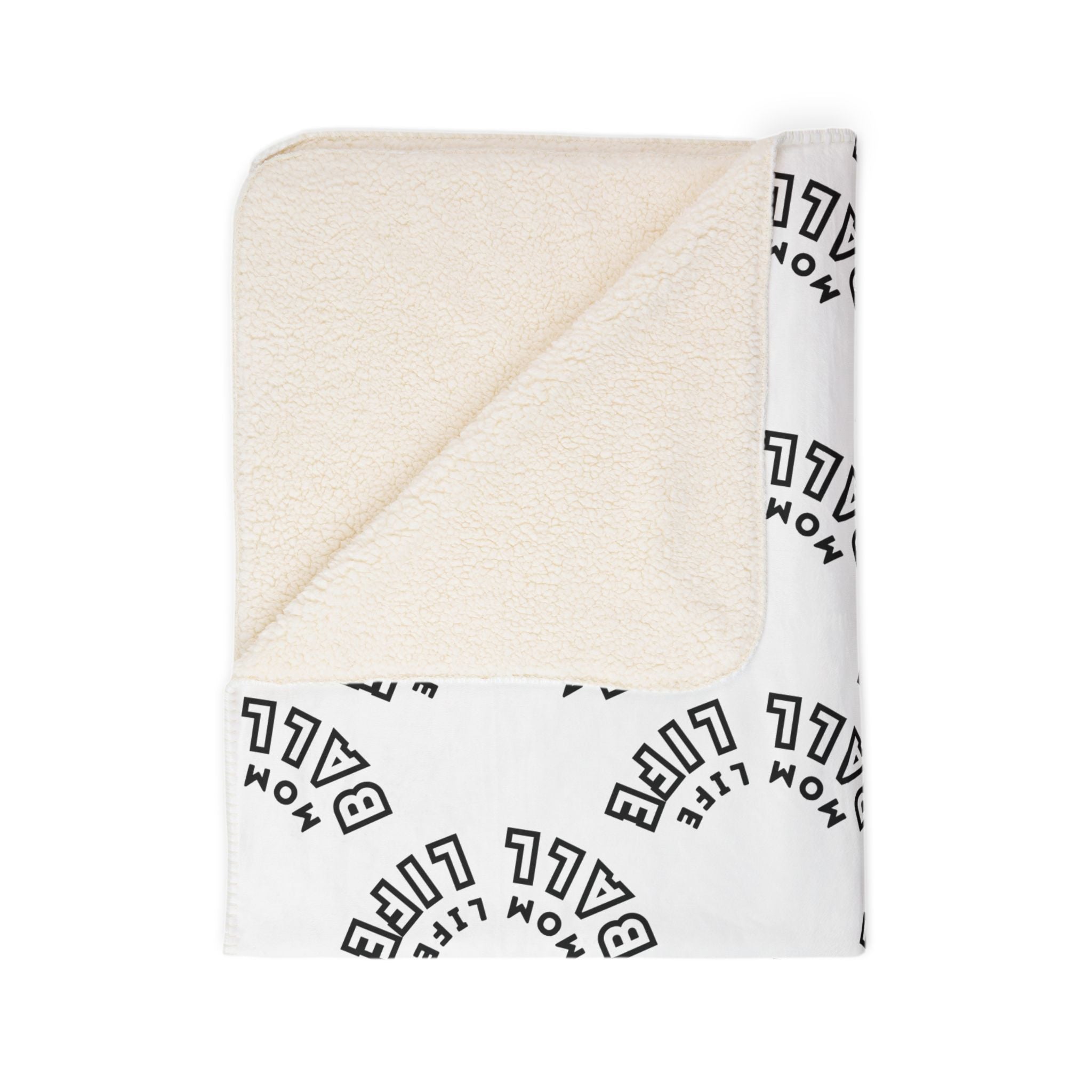 Fleece & Sherpa Blanket Repeating Typography — Mom Life Ball Life Cozy Fleece Throw for Game Day
