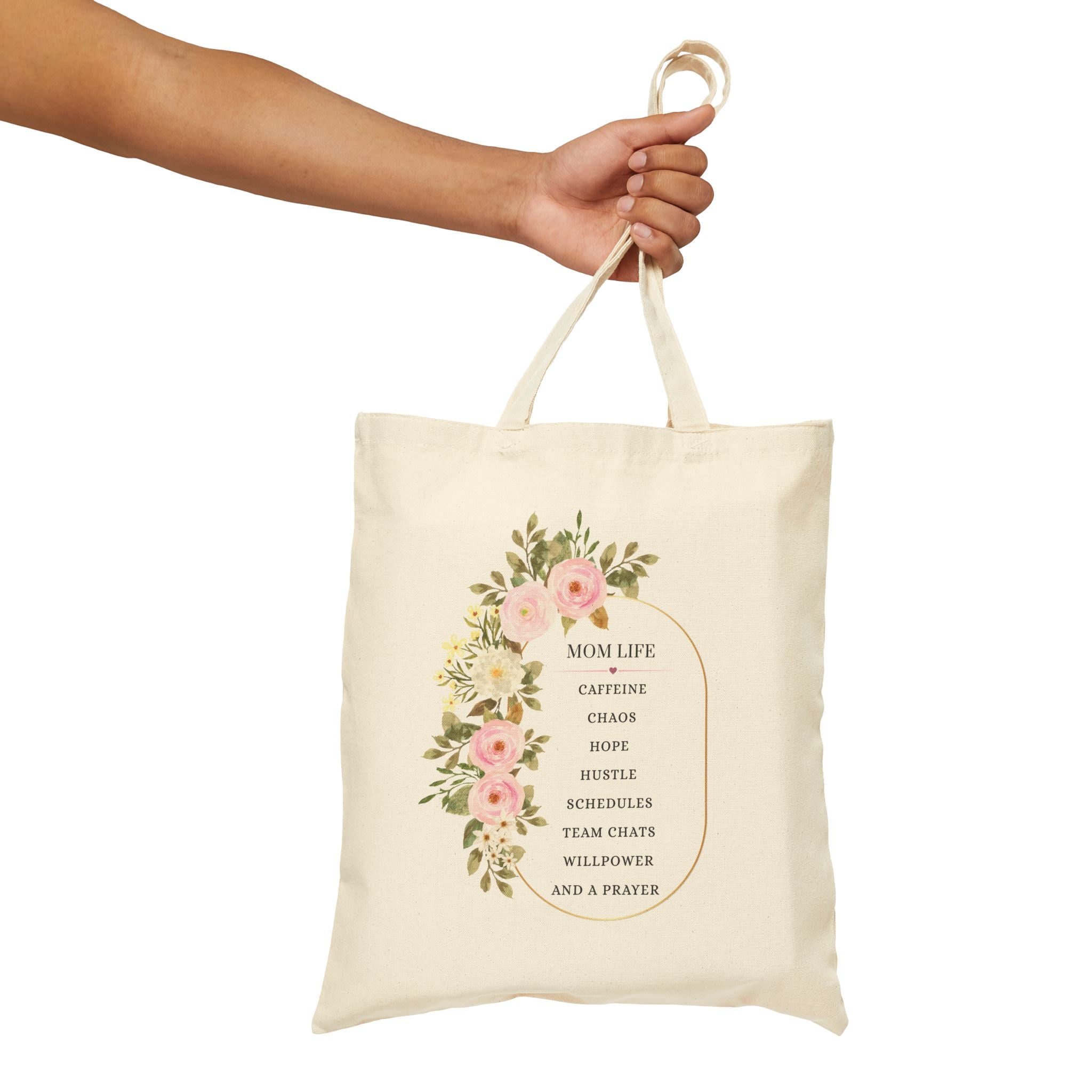 Mom Life Floral Tote Bag — Cotton Canvas Grocery & Market Bag