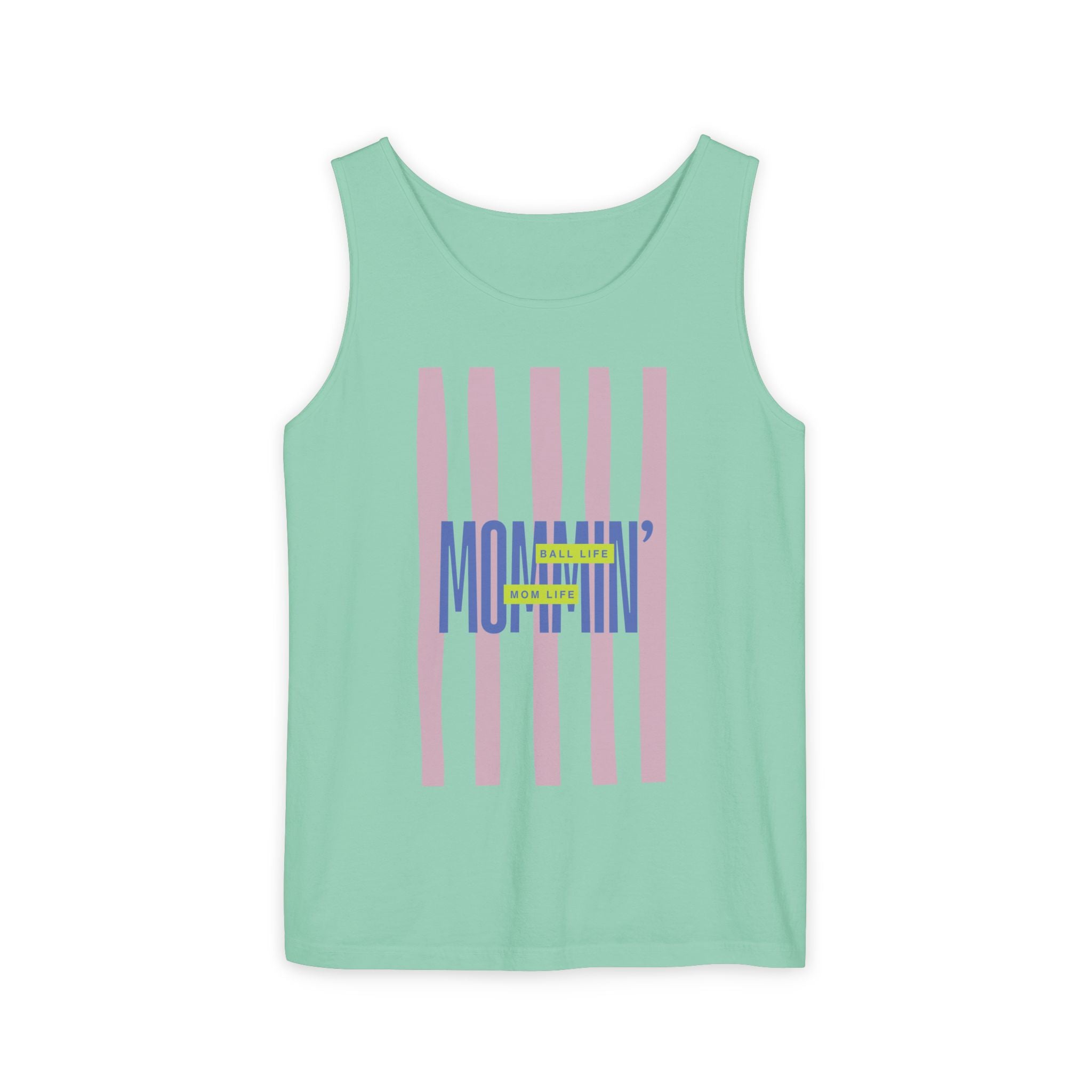 Mommin' Stripes Tank Top — Retro Pastel Graphic Tank Mommin' Ball Life Mom Life