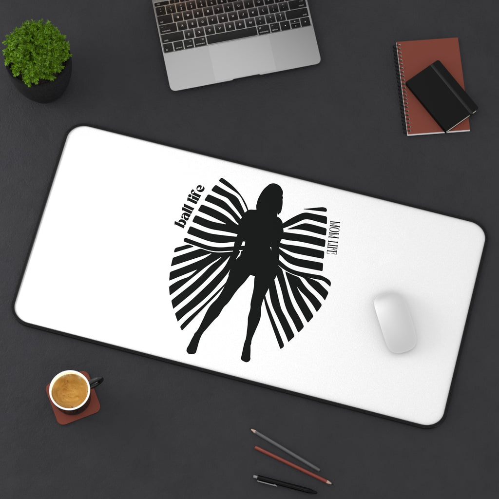 Silhouette and Bow Desk Mat — 'Ball Life Mom Life' Graphic Mouse Pad