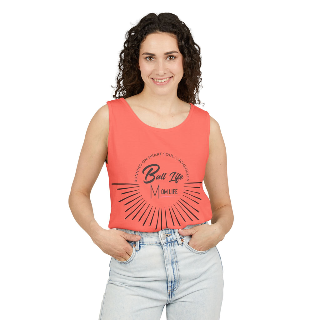 Tank Top — Ball Life Mom Life Retro Sunburst Graphic