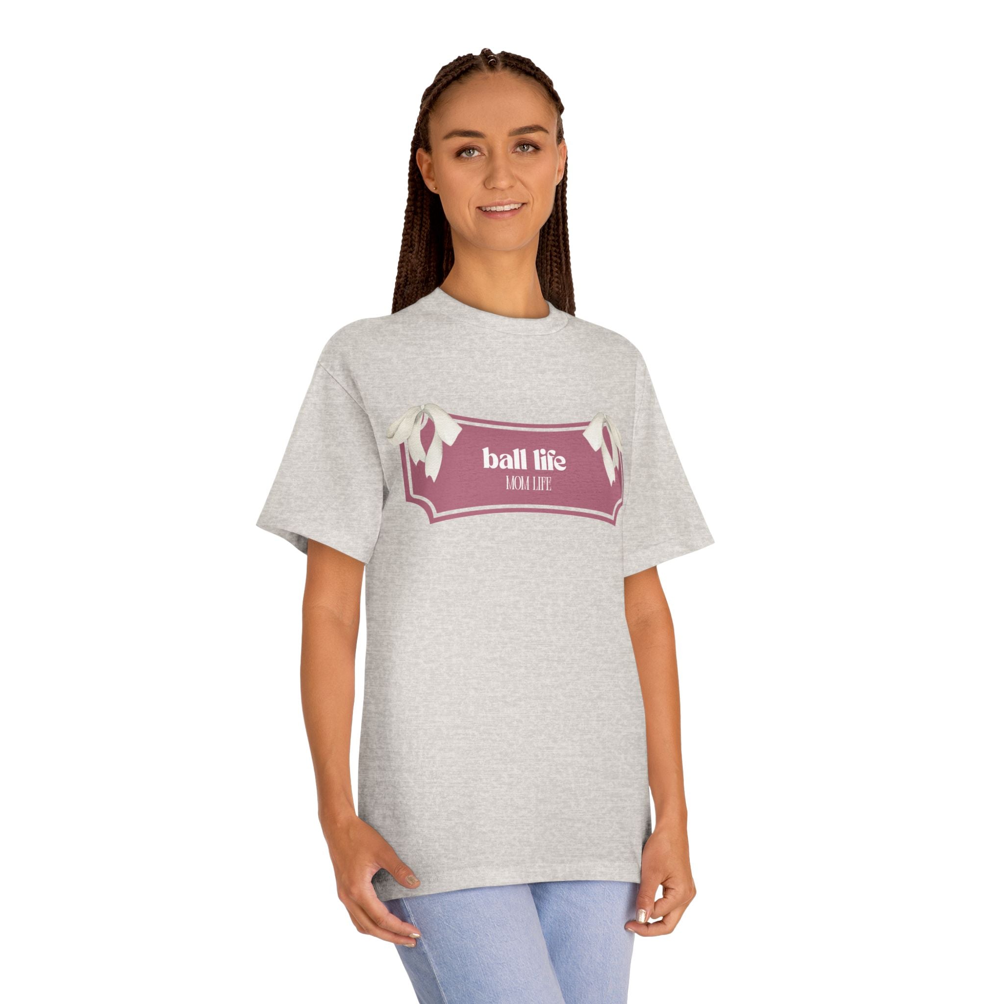 Mom Life Ball Life Ribbon Graphic Tee